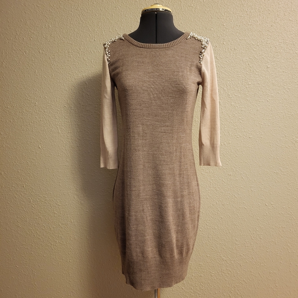 by & by Dark Gray & Pink Knit Dress Size Medium